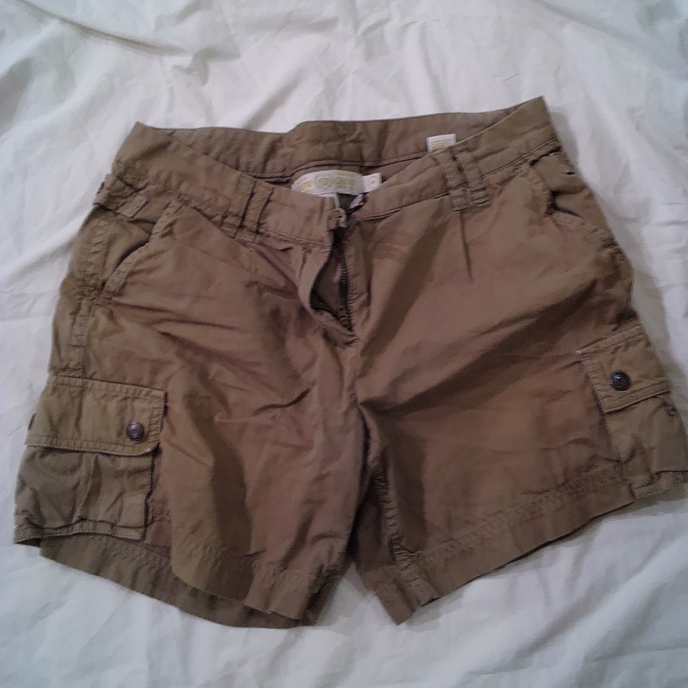 J Crew Used Casual Women's Tan Cargo Shorts 100% Cotton Twill Size 8
